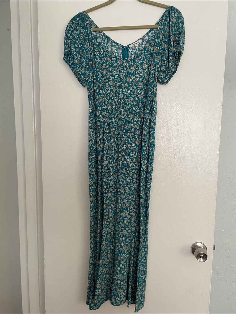 Madewell Teal Floral Scoop-Neck Maxi Dress